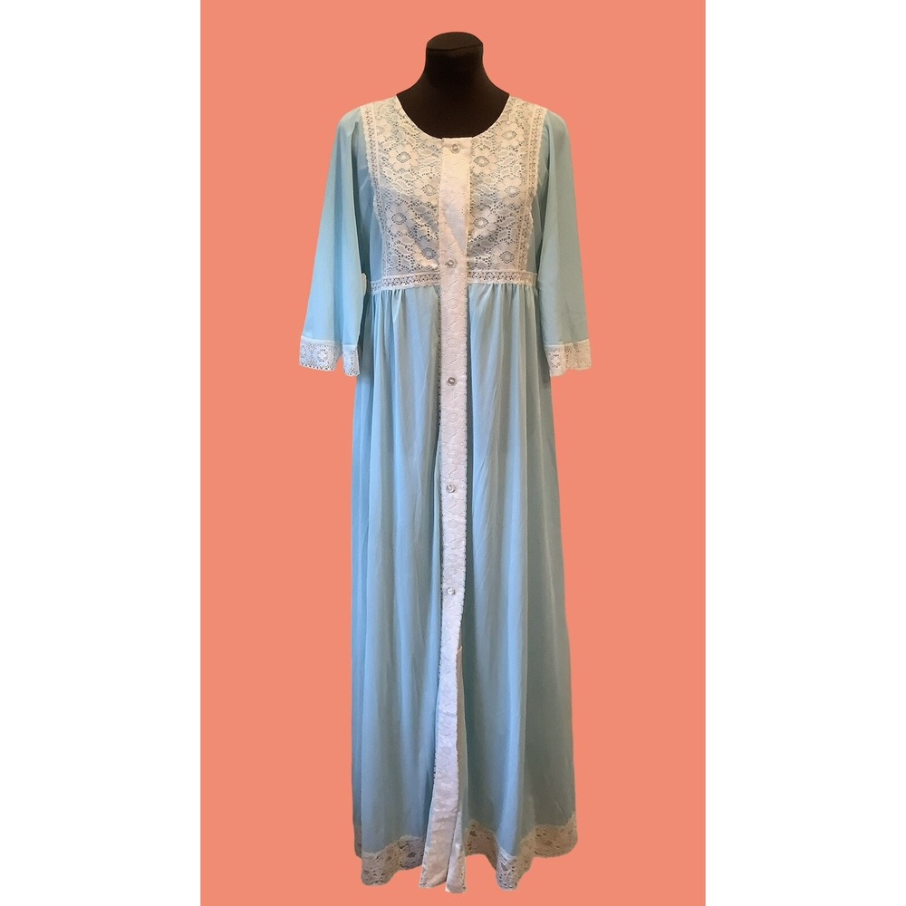 Vintage Romantic Mint Green Nylon Lace Robe Fairy Goddess 1950's Sz S